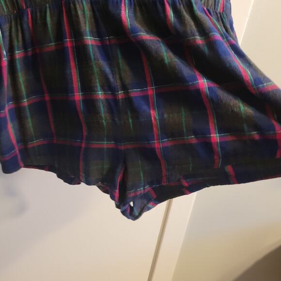 Victoria’s Secret Metallic Plaid Romper Sleepwear Medium Collegiate Quietlux - Picture 10 of 14